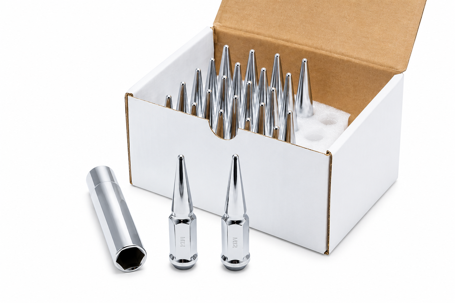Wheel Mate Chrome M14x1.50 Spiked Lug Nuts Set of 24